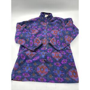 Vintage REI Aztec Print pullover 1/2 zip Fleece Jacket Women LARGE Made In USA